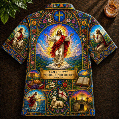 Jesus Stained Glass Hawaiian Shirt - Unisex Cathedral Window UKNT6230601