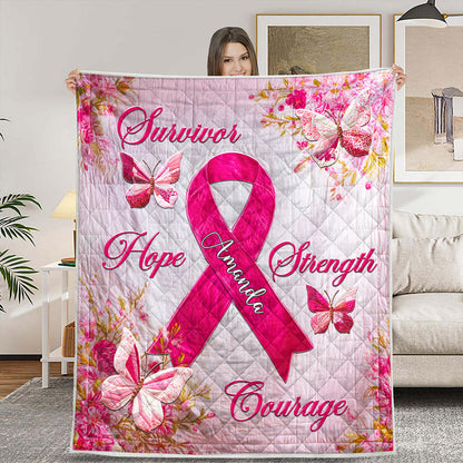 Personalized Breast Cancer Quilt Blanket QFNT5080803