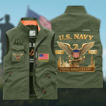 Personalized U.S. Navy 250th Anniversary Multi-Pocket Vest UKHH6060302