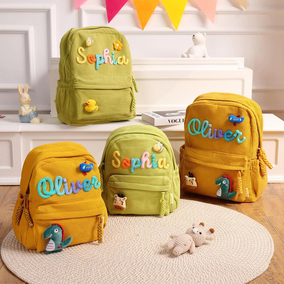 Personalized Back To School Kids Corduroy Backpack Children's UKTD6260601