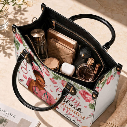 Personalized Nurse Black Women Leather Handbag UKND6040605