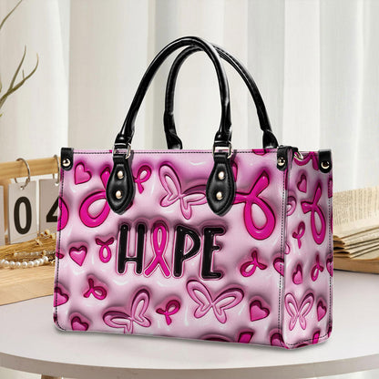 Breast Cancer Awareness Leather Handbag With Handle QFNT4200603