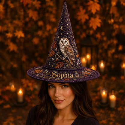 Personalized Owl Witch Hat, Custom Halloween Hat, Witchy Owl Gift, Halloween Costume QFHA6110806