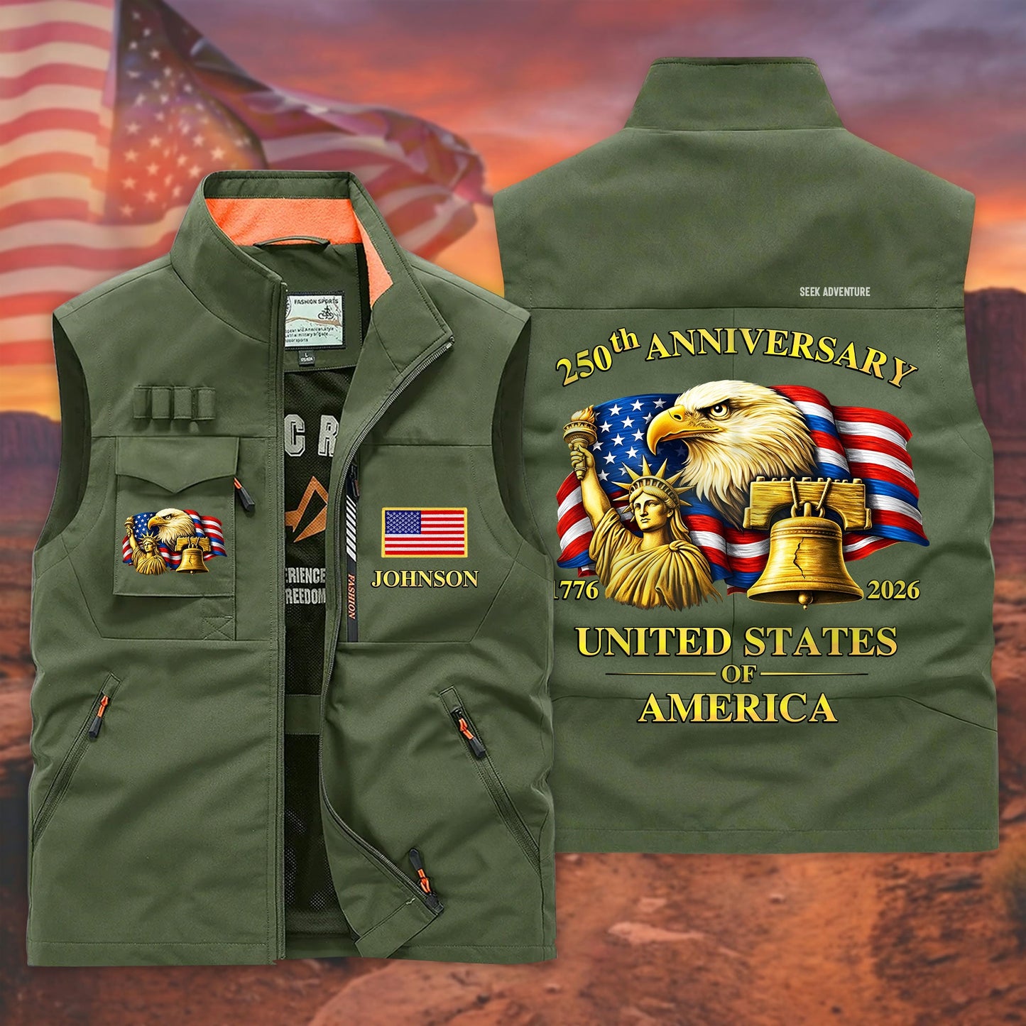 Personalized United State 250th Anniversary Pocket Vest UKND6200401