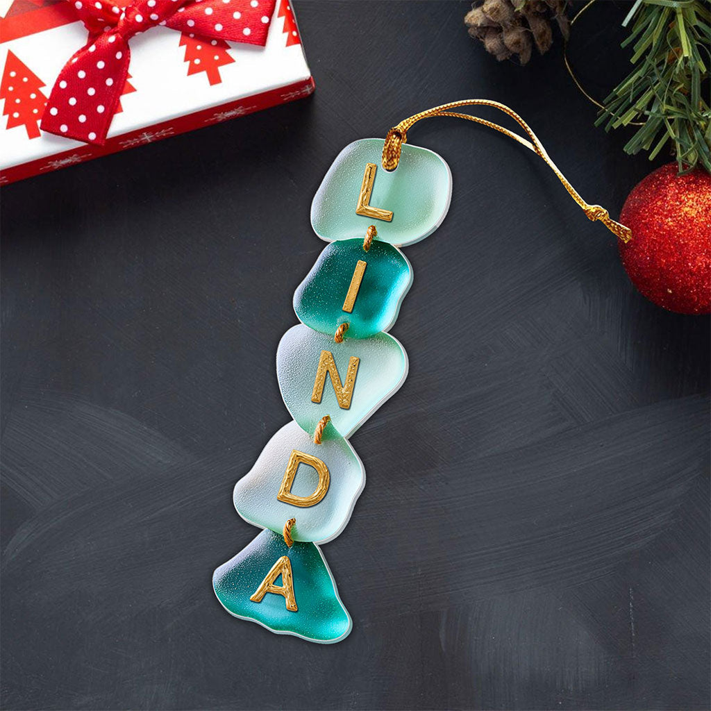 Personalized Name Family Acrylic Ornament, Sea Glass Alphabet Ornament QFTO5271001