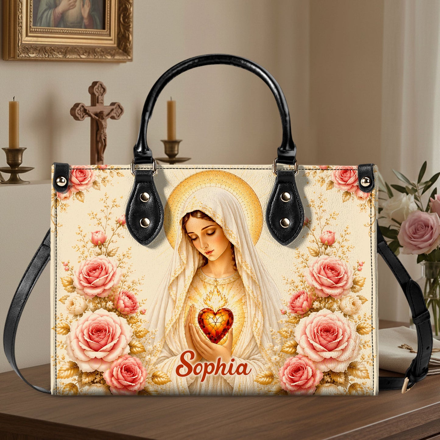 Virgin Mary And Rose Handbag And Wallet PMTD6240603