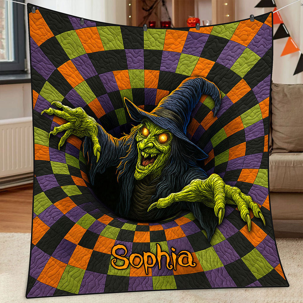 Custom Witch Halloween Quilted Blanket UKTZ5290901