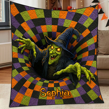Custom Witch Halloween Quilted Blanket UKTZ5290901