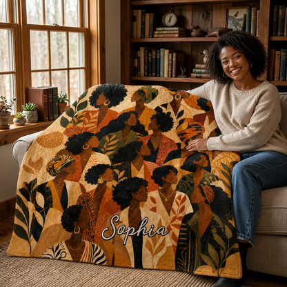 Personalized Black Women Quilted Blanket UKND6270501