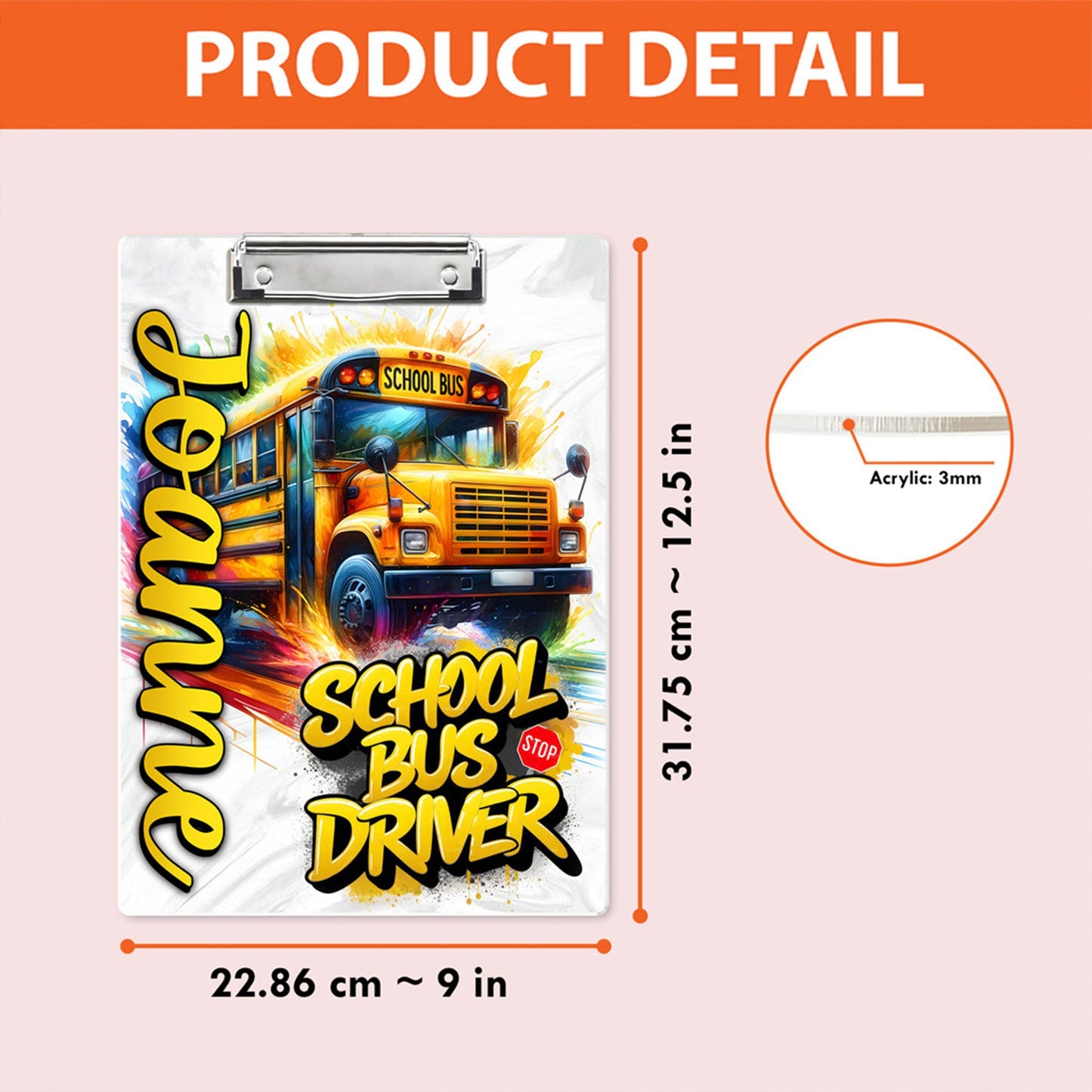 Personalize School Bus Driver Clipboard, Gift for bus drivers UKNT6280706