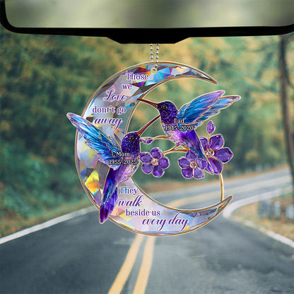 Custom Faux Crystal Hummingbird Memorial For Dad And Mom Acrylic Car Hanger THND6310102