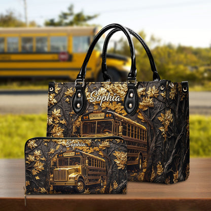Personalized School Bus Driver Leather PU Handbag With Wallet UKTD6180601
