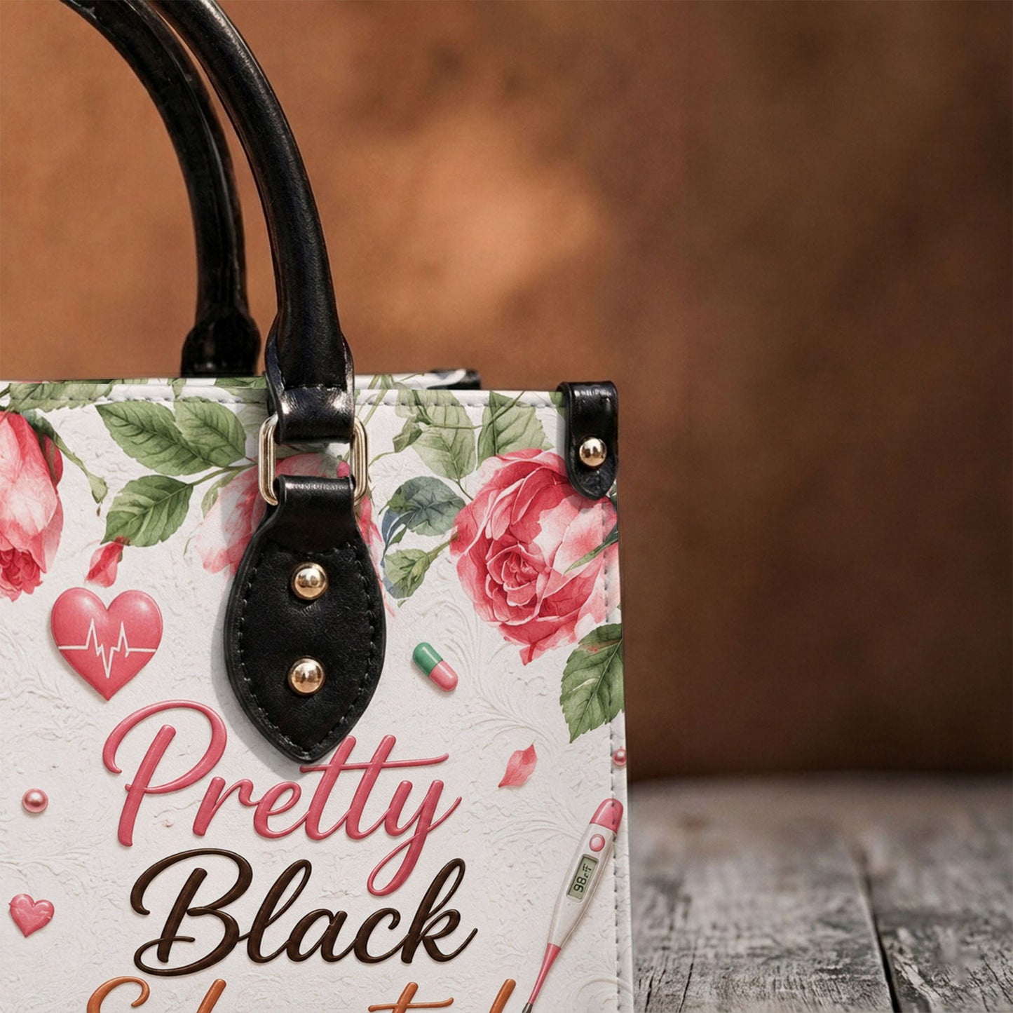 Personalized Nurse Black Women Leather Handbag UKND6040605