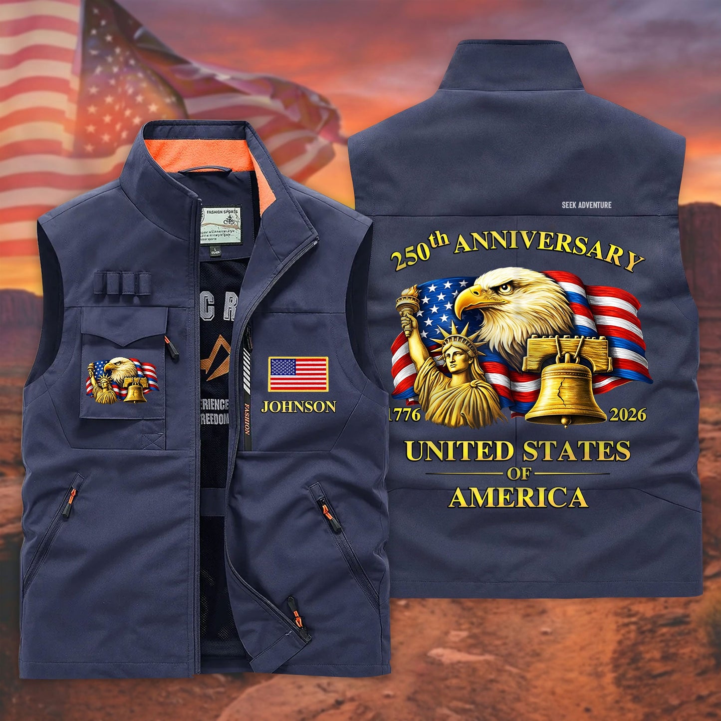 Personalized United State 250th Anniversary Pocket Vest UKND6200401