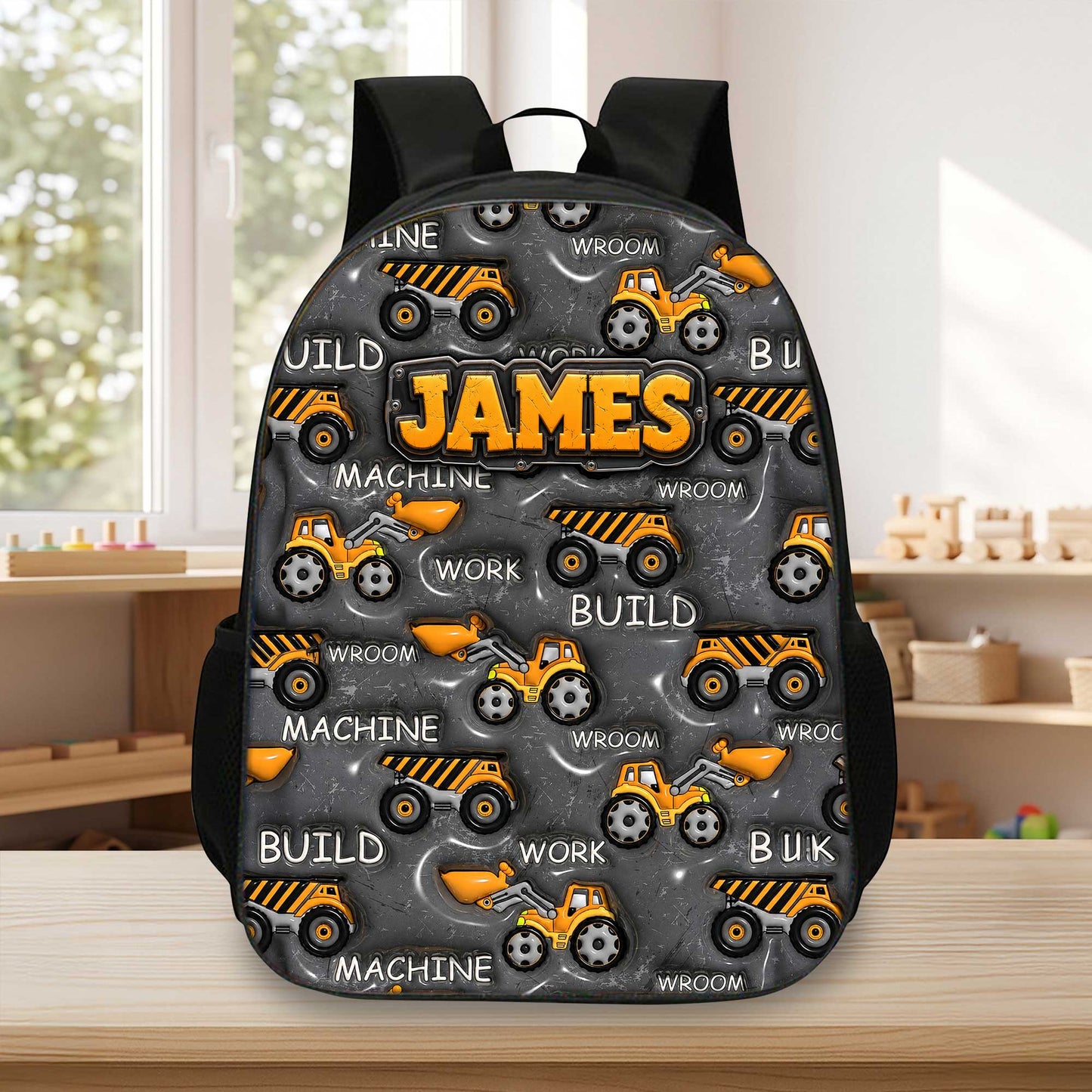 Personalized Back To School Inflat Construction Vehicles Backpack NPHA6030701