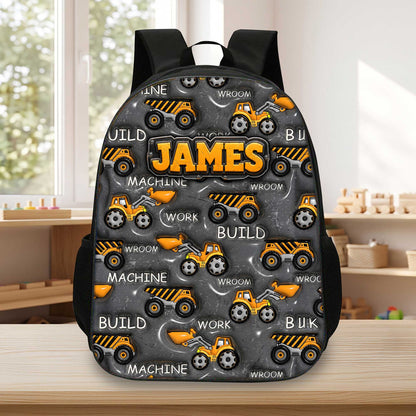 Personalized Back To School Inflat Construction Vehicles Backpack NPHA6030701