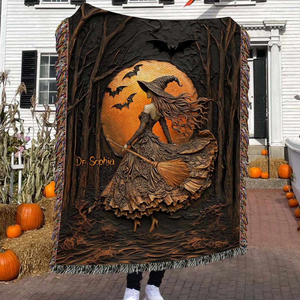 Personalized Witchy Gothic Woven Blanket Halloween QFTD5050702