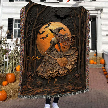 Personalized Witchy Gothic Woven Blanket Halloween QFTD5050702