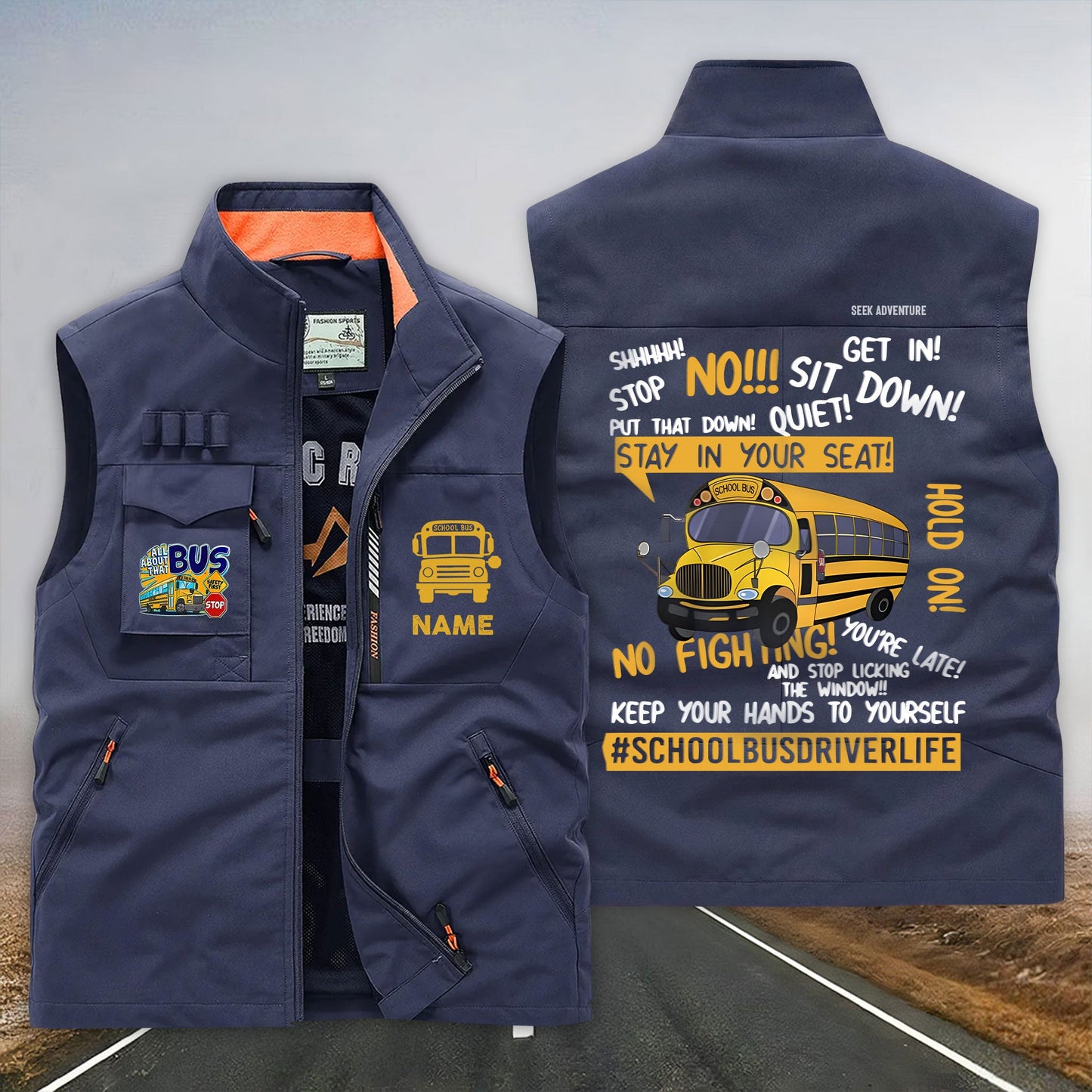 Custom School Bus Driver Multi-Pocket Vest UKND6190302