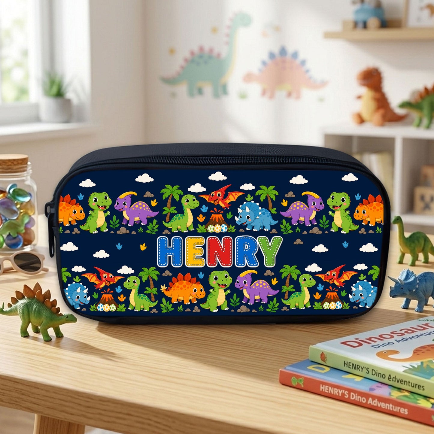 Personalized Back To School Dino Backpack, Lunch Bag, Pencil Case & Water Bottle Set PMND6300602