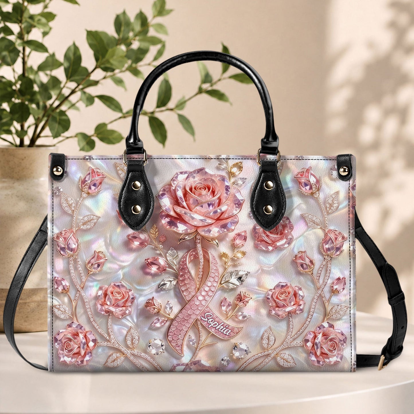 Personalized Breast Cancer Leather Handbag & Wallet NPTD6040802