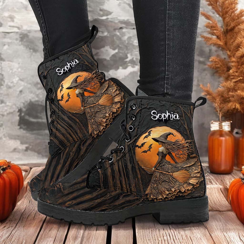 Personalized Beautiful Witchy Leather Boots Halloween QFTD5210801