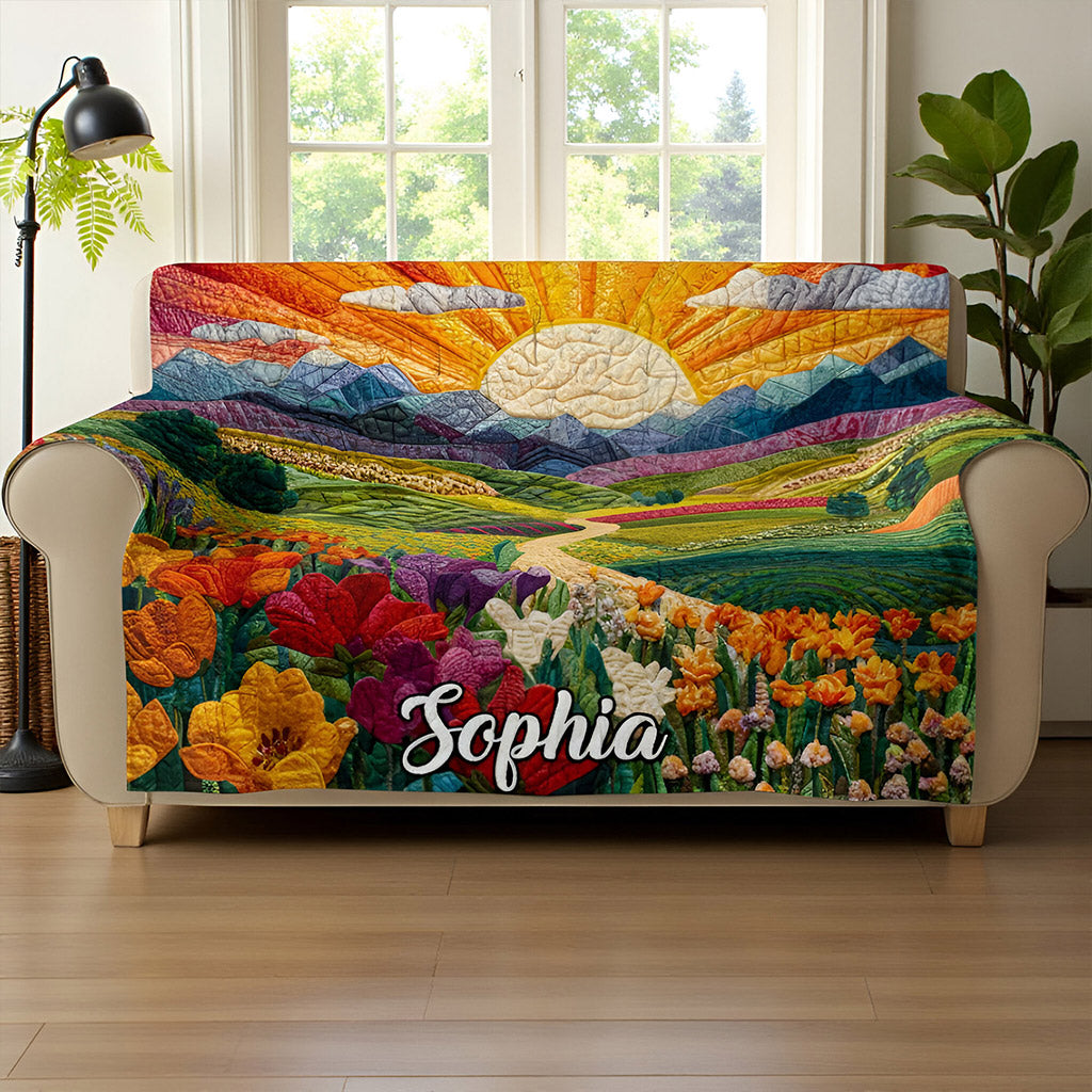 Sunrise Landscape Quilt Sofa Cover QFNT5051104