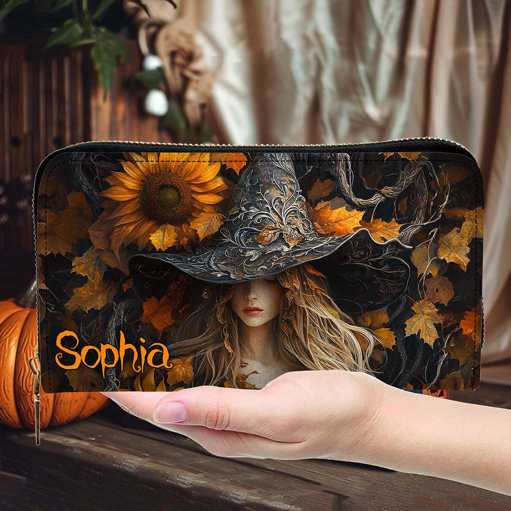 3D Salem Witch with Sunflowers Handbag  Wallet Halloween NPUU4050901