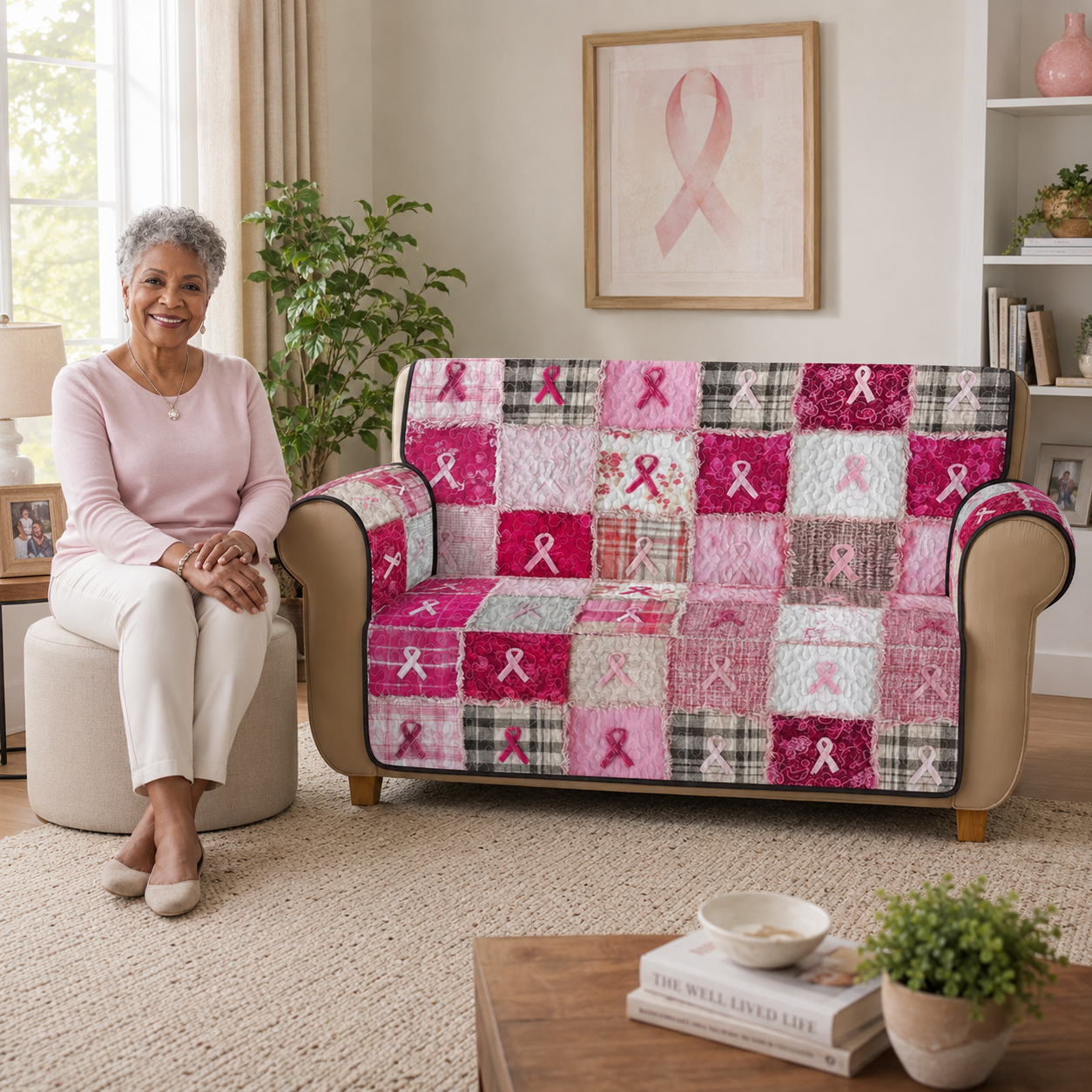 Breast Cancer Quilt Sofa Cover NPNT6060803
