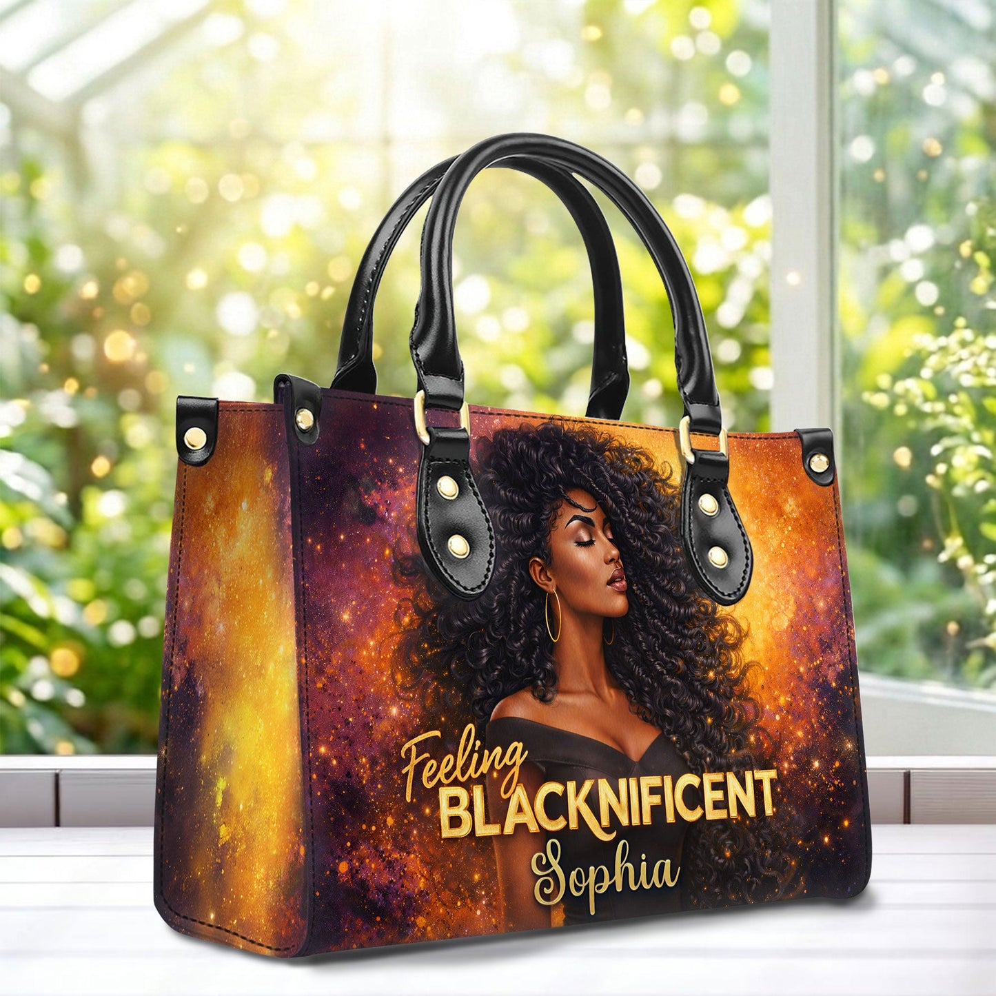 Personalized Black Women Leather Handbag With Wallet UKND6050301