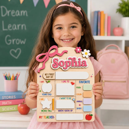 Custom Name First Day Of School Reusable Wooden Sign, Back To School Sign UKTD6080704