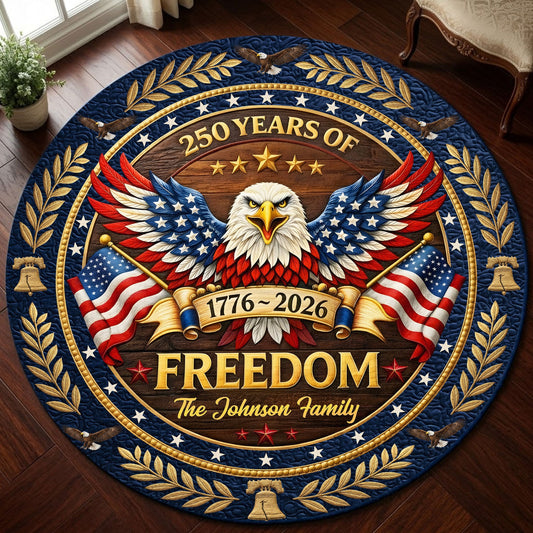 Personalized United State 250th Anniversary Quilt Round Mat UKND6140401
