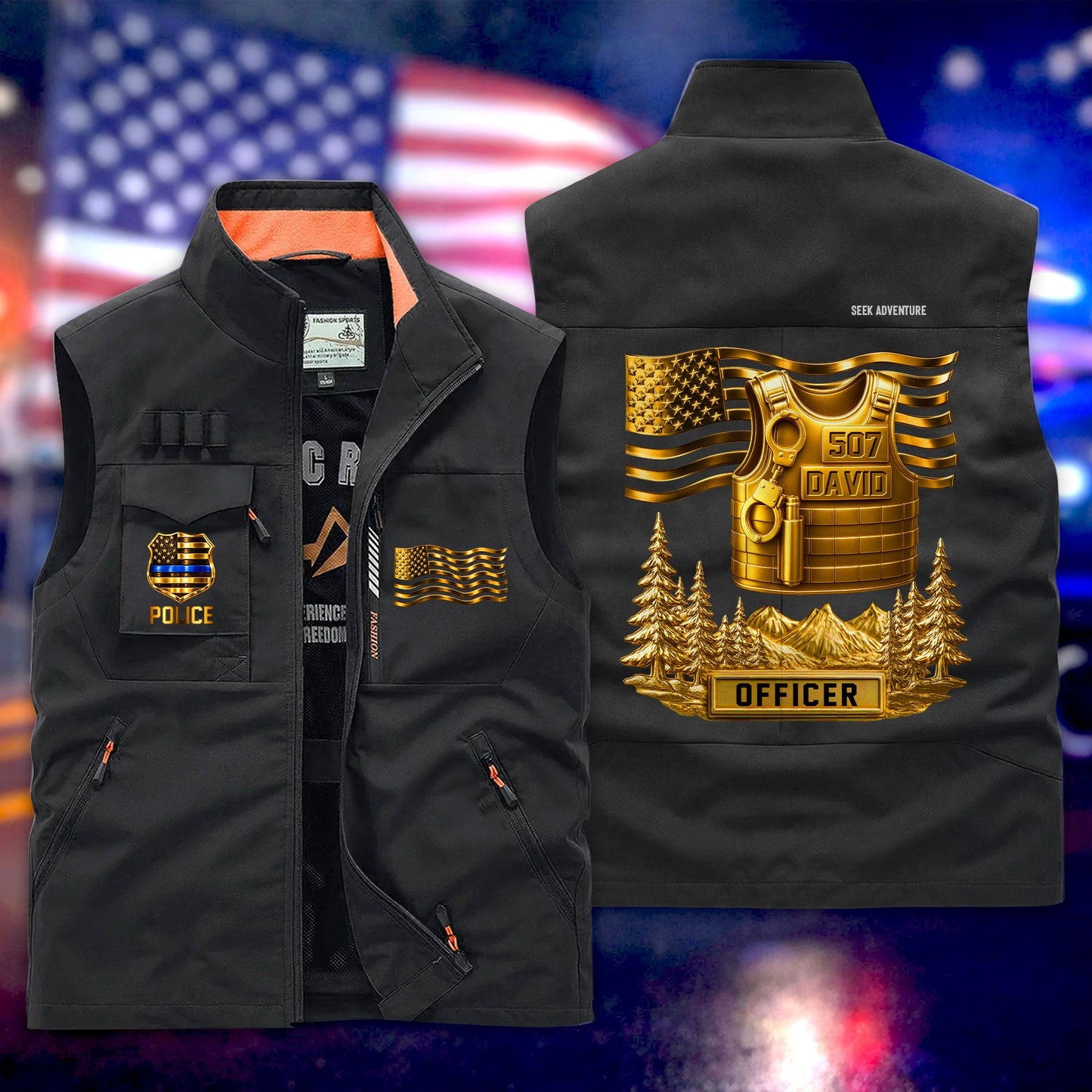 Personalized Police Multi-Pocket Vest, Gift for Police Officer UKTD6050302