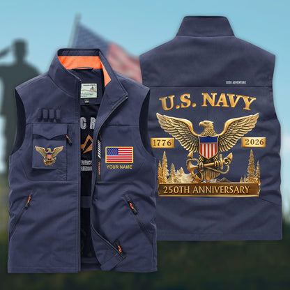 Personalized U.S. Navy 250th Anniversary Multi-Pocket Vest UKHH6060302