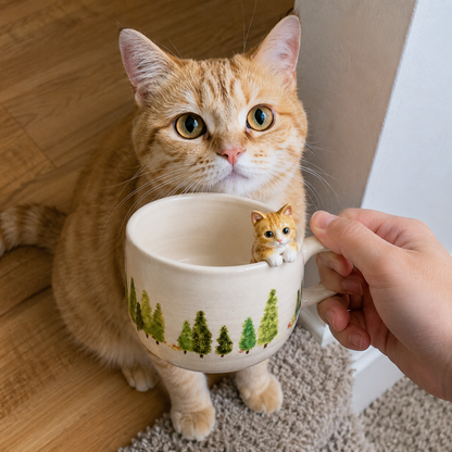 Personalized Pet 3D Mug, Custom Dog & Cat Photo Ceramic Coffee Mug, Handmade Mini Pet Sculpture, Gift for Pet Mom & Pet Dad QFTD6180705