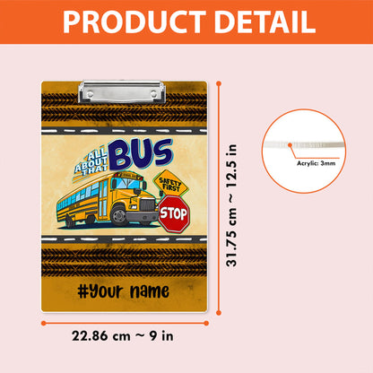Personalize School Bus Driver Clipboard, Gift for bus drivers UKNT6280705