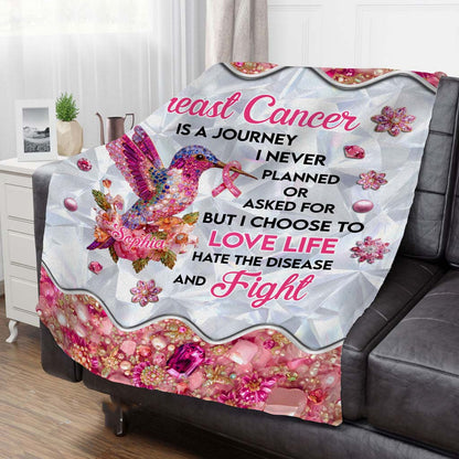 Personalized Hummingbird Breast Cancer Fleece Blanket QFTD5080902