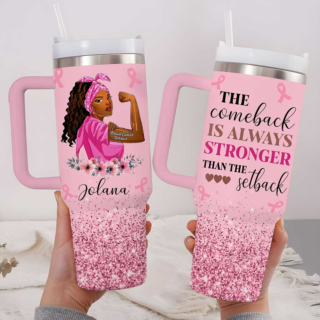 Personalized Breast Cancer 40 Oz Tumbler, Gifts For Mom, Sister QFUU4200701