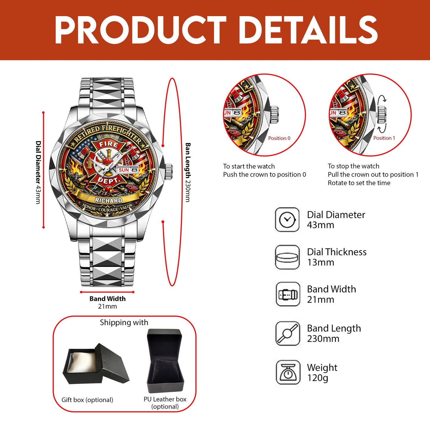 Custom Firefighter Wrist Watch For Men THNT6310304