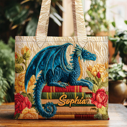 Personalized Dragon Book Quilted Tote Bag QFNT5250803