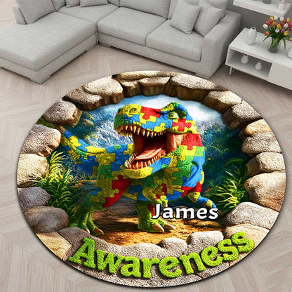 Custom Autism Dinosaur Round Rug THND6130201