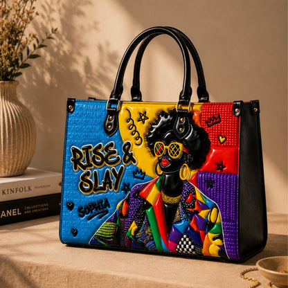 Personalized Black Women PU Leather Handbag QFTD6050601