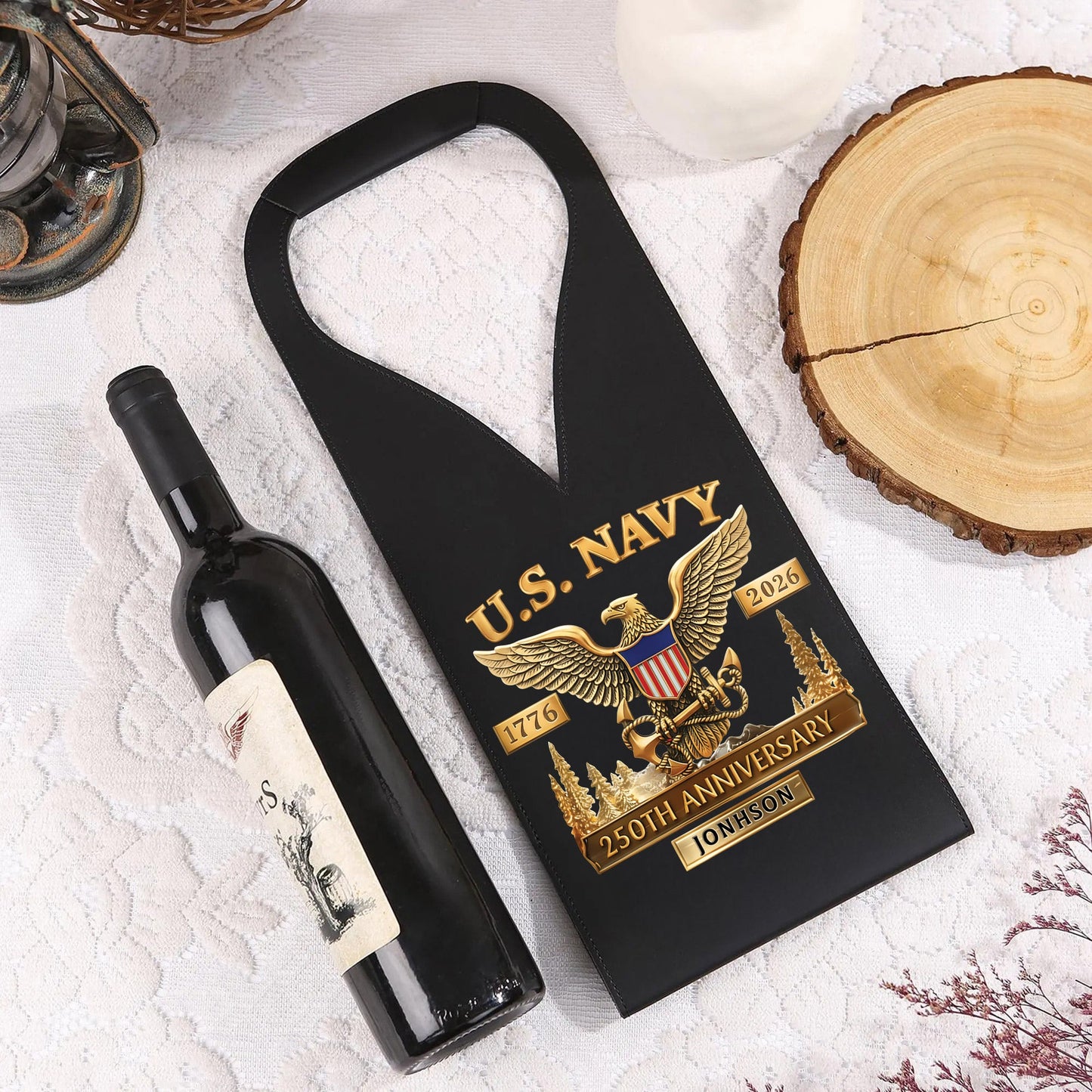 Custom US Navy 250th Wine Bag THNT6140404
