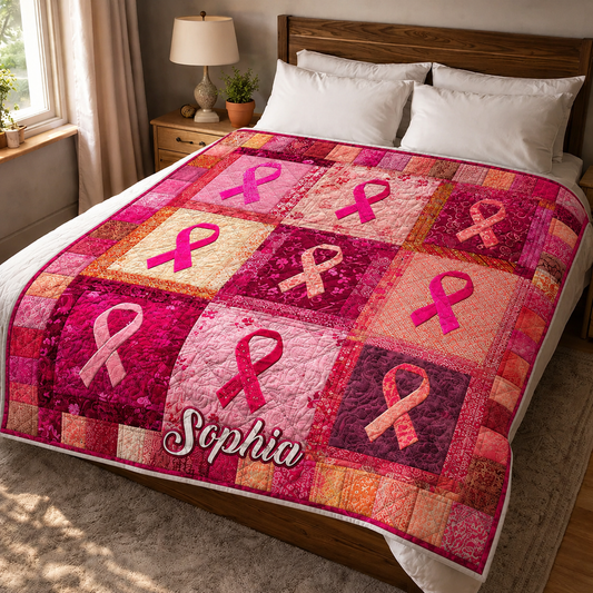 Custom Breast Cancer Quilted Blanket UKHA5011002