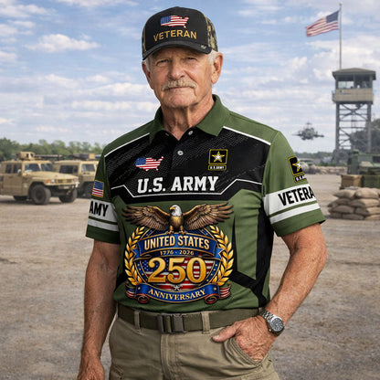 US Army Veteran United States 250th Anniversary Polo Shirt, Gifts for U.S Veterans UKHA6220601