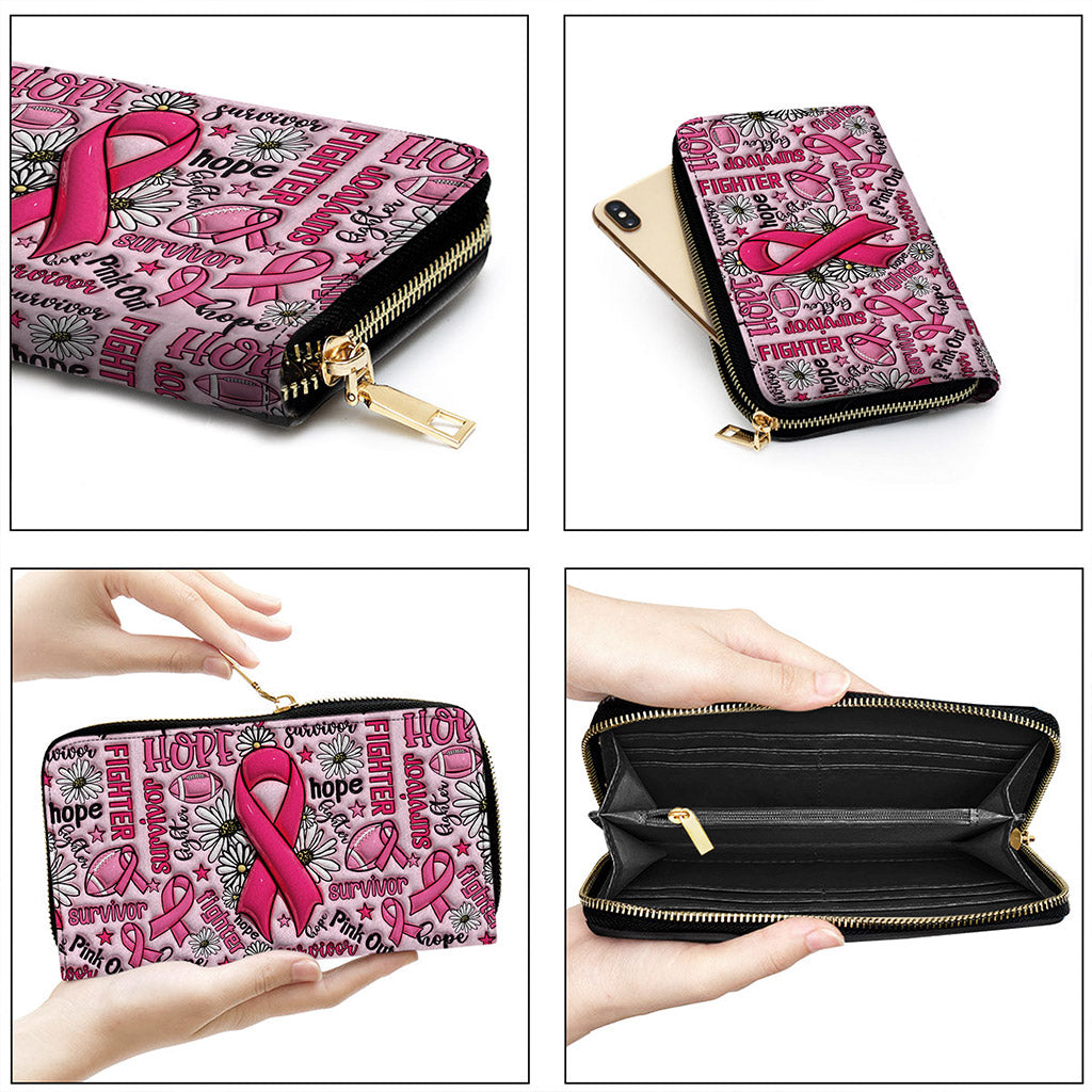 Breast Cancer Awareness Leather Handbag With Handle QFNT4200602
