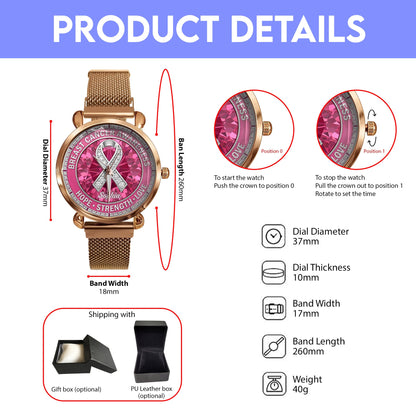 Personalized Breast Cancer Awareness Mesh Strap Quartz Watch UKNT6060401