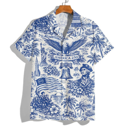 America 250 Hawaiian Shirt 1776–2026, Vintage Patriotic Shirt, 250 Years of America Celebration Button Down UKTD6160411