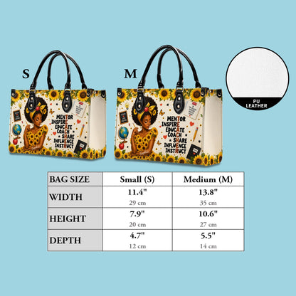 Personalized Teacher Black Women Leather Handbag UKND6030603