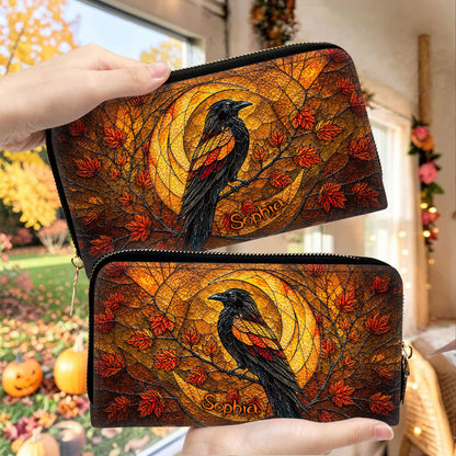 Personalized Raven Halloween 3D Printed  Leather Handbag, Wallet UKND6170702